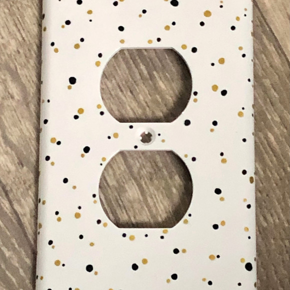 Wall outlet covers with black and gold design handmade 2 piece set - Picture 3 of 6